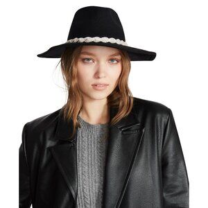 Steve Madden, Women's Braided Rhinestone-Trim Cowboy Hat, Black, One Size